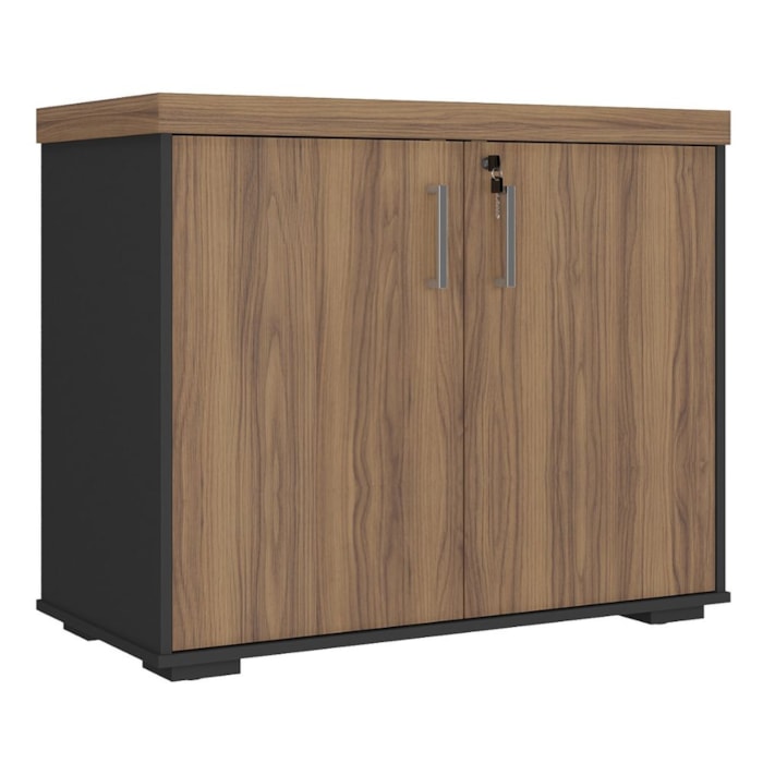 Balcao Escritorio 2 Portas 90 cm Nogal Preto Artany