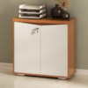Balcao Escritorio 2 Portas Prateleira Ajustavel 74 cm Freijo Branco Artany