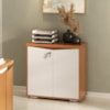 Balcao Escritorio 2 Portas Prateleira Ajustavel 74 cm Freijo Branco Artany