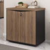 Balcao Escritorio 2 Portas Prateleira Ajustavel 74 cm Nogal Preto Artany