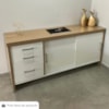 Balcao Escritorio 3 Gavetas 2 Portas de Correr 161 cm Carvalho Branco Artany