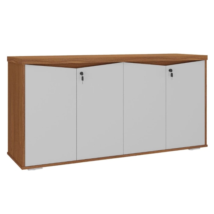 Balcao Escritorio 4 Portas 147 cm Freijo Branco Artany