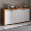 Balcao Escritorio 4 Portas 147 cm Freijo Branco Artany