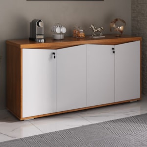 Balcao Escritorio 4 Portas 147 cm Freijo Branco Artany