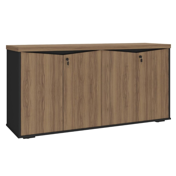 Balcao Escritorio 4 Portas 147 cm Nogal Preto Artany