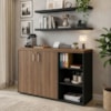 Balcao Escritorio Cafe 136 cm E 2 Prateleiras Suspensas 90 cm Nogal Preto Artany