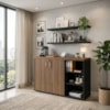 Balcao Escritorio Cafe 136 cm E 2 Prateleiras Suspensas 90 cm Nogal Preto Artany