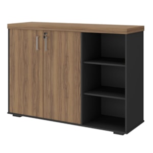 Balcao Escritorio Cafe 2 Portas 136 cm Nogal Preto Artany