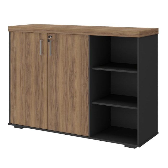 Balcao Escritorio Cafe 2 Portas 136 cm Nogal Preto Artany