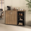 Balcao Escritorio Cafe 2 Portas 136 cm Nogal Preto Artany