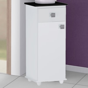 Balcao Multiuso 1 Porta 35 cm Karol Branco Preto REAJL Moveis