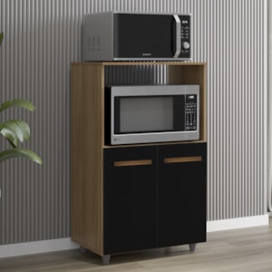Balcao Multiuso 2 Fornos 60 cm Tais Savana Preto Mobbs