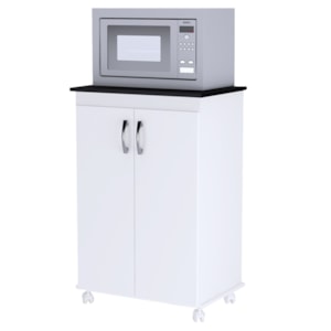 Balcao Multiuso 2 Portas 59 cm Vitoria Branco Preto REAJL Moveis