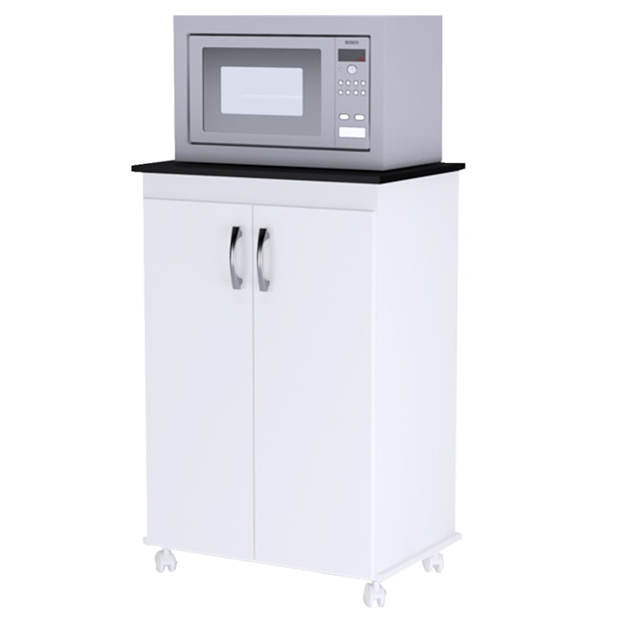 Balcao Multiuso 2 Portas 59 cm Vitoria Branco Preto REAJL Moveis
