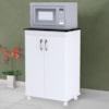 Balcao Multiuso 2 Portas 59 cm Vitoria Branco Preto REAJL Moveis
