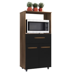 Balcao Multiuso Forno 2P 1G 60 cm Luna Savana Preto Mobbs