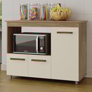 Balcao Multiuso Forno 3P 114 cm Liza Savana Off White Mobbs