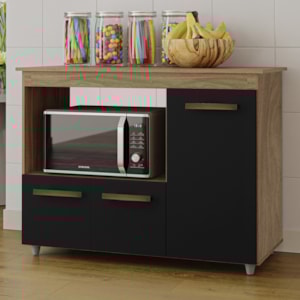 Balcao Multiuso Forno 3P 114 cm Liza Savana Preto Mobbs