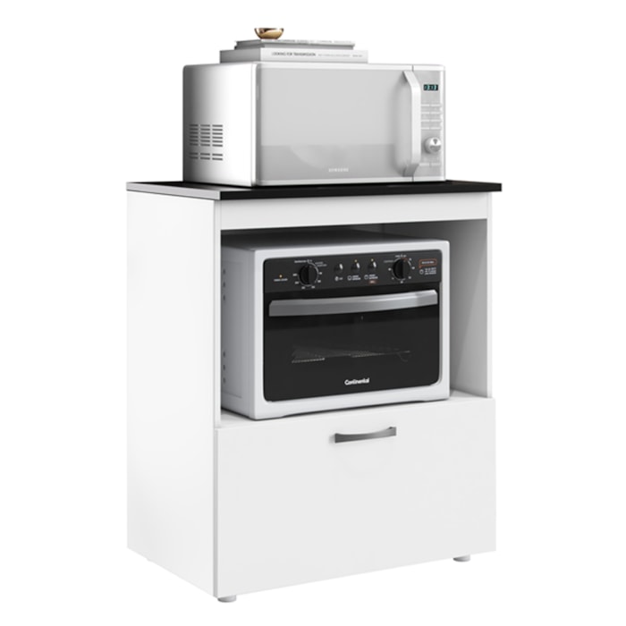 Balcao Multiuso Para Forno E Microondas 2003203 Branco Brilho Preto Armoveis