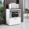 Balcao Multiuso Para Forno E Microondas 2003203 Branco Brilho Preto Armoveis