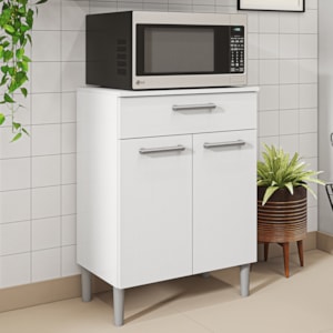 Balcao Multiuso Para Microondas 84X61 cm Diamante Branco Supremo KTP