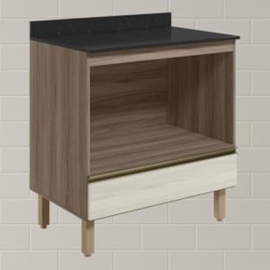 Balcao Nicho Forno 80cm MDF Kali 16406 Carvalho Toq Bianco Toq Nicioli