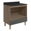 Balcao Nicho Forno 80cm MDF Kali 16406 Carvalho Toq Chumbo Nicioli