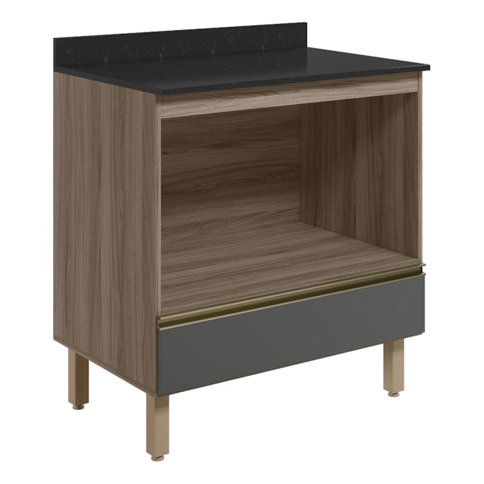 Balcao Nicho Forno 80cm MDF Kali 16406 Carvalho Toq Chumbo Nicioli