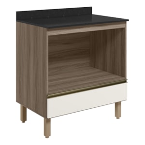 Balcao Nicho Forno 80cm MDF Kali 16406 Carvalho Toq Off White Cetim Nicioli