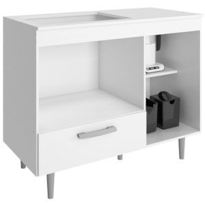 Balcão Para Cooktop 1 Porta 1 Gaveta 105 cm Alec Branco PLN Balcão Para Cooktop 1 Porta 1 Gaveta 105 cm Alec Branco PLN