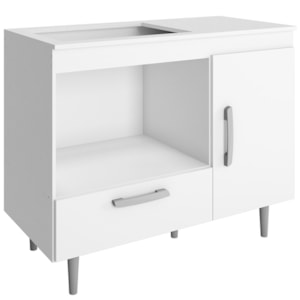 Balcão Para Cooktop 1 Porta 1 Gaveta 105 cm Alec Branco PLN