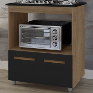 Balcao Para Cooktop 4 Bocas 2P 75 cm Elisa Savana Preto Mobbs