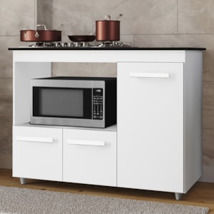 Balcao Para Cooktop 4 Bocas 3P 114 cm Ana Branco Mobbs
