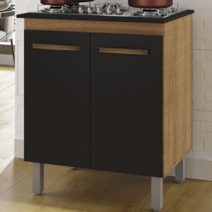 Balcao Para Cooktop 5 Bocas 2P 75 cm Jade Savana Preto Mobbs