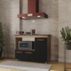 Balcao Para Cooktop 5 Bocas 3P 114 cm Ana Savana Preto Mobbs