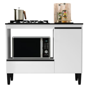 Balcao Para Forno E Cooktop 1 Porta 1 Gaveta 103 cm Dinamarca Branco RUDK