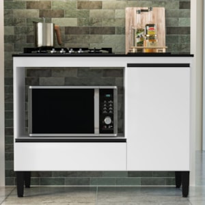 Balcao Para Forno E Cooktop 1 Porta 1 Gaveta 103 cm Dinamarca Branco RUDK
