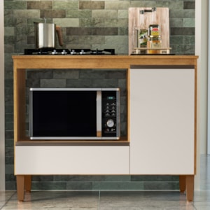 Balcao Para Forno E Cooktop 1 Porta 1 Gaveta 103 cm Dinamarca Cedro Areia RUDK
