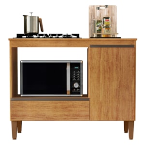 Balcao Para Forno E Cooktop 1 Porta 1 Gaveta 103 cm Dinamarca Cedro RUDK