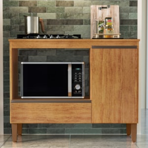 Balcao Para Forno E Cooktop 1 Porta 1 Gaveta 103 cm Dinamarca Cedro RUDK