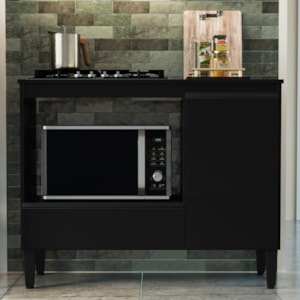 Balcao Para Forno E Cooktop 1 Porta 1 Gaveta 103 cm Dinamarca Preto RUDK
