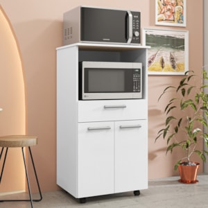 Balcao Para Forno E Microondas 118X61 cm Duetto Branco Supremo KTP