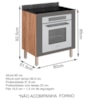 Balcao Para Forno Embutido 80CM MDF Kali Premium 12226x21 Carvalho Rust Chumbo Nicioli