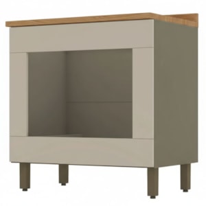 Balcao Para Forno Embutir Com Tampo 80 cm MDF Duna Cristal Nature Henn