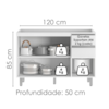 Balcao Para Pia 120 cm 3 Portas 2 Gavetas Evidence Branco POLIMAN