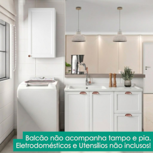 Balcao Para Pia 120 cm E Armario Aereo 41 cm Unna Branco POLIMAN
