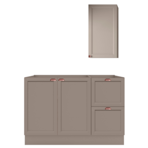 Balcao Para Pia 120 cm E Armario Aereo 41 cm Unna Gris POLIMAN