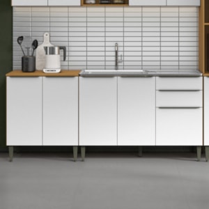 Balcao Para Pia 120 cm E Balcao com Tampo 70 cm Cinamomo Branco ARMoveis