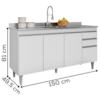 Balcao Para Pia 150 cm 4 Portas 2 Gavetas BP Ayla Branco Eratto Moveis
