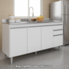 Balcao Para Pia 150 cm 4 Portas 2 Gavetas BP Ayla Branco Eratto Moveis